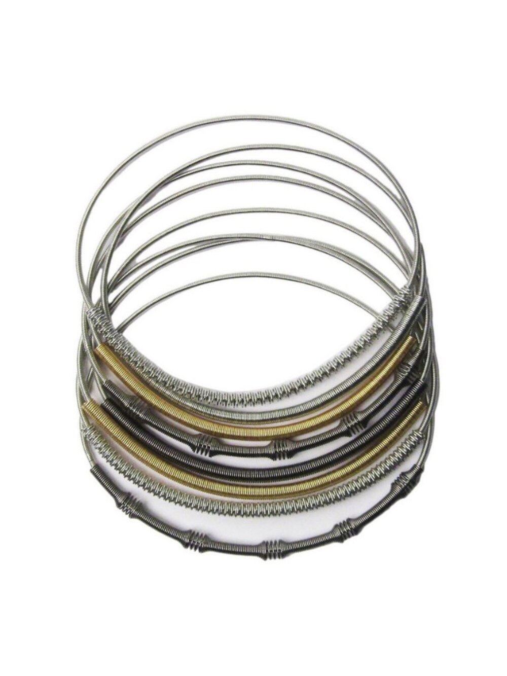 Tigertars Handcrafted Stack Of Multi Color Piano Wire Bracelet